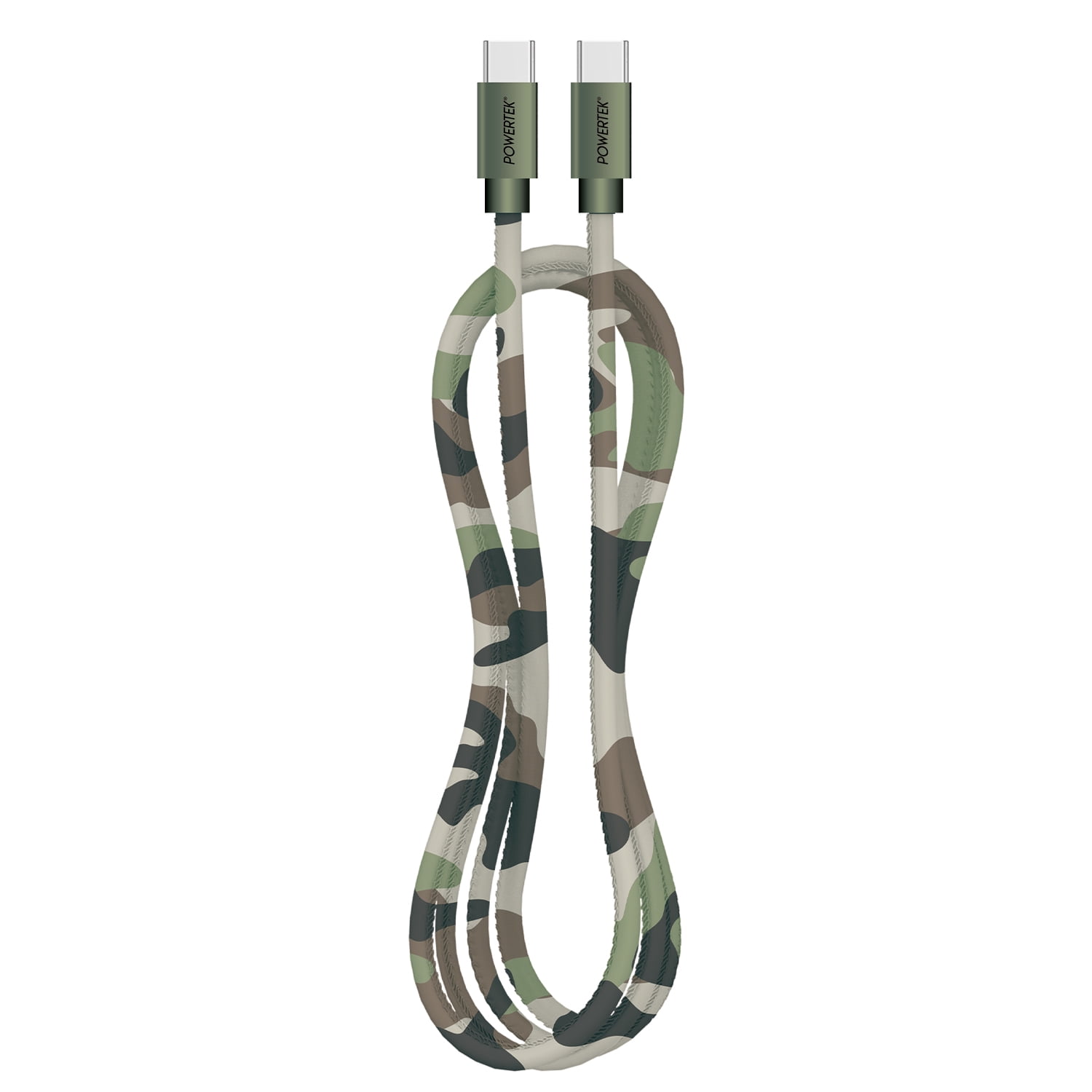 Liquipel Powertek Pastel Camo 6' USB-C to USB-C Cable, Green