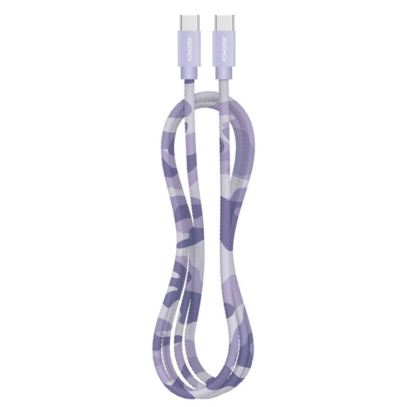 Liquipel Powertek Pastel Camo 6' USB-C to USB-C Cable, Purple