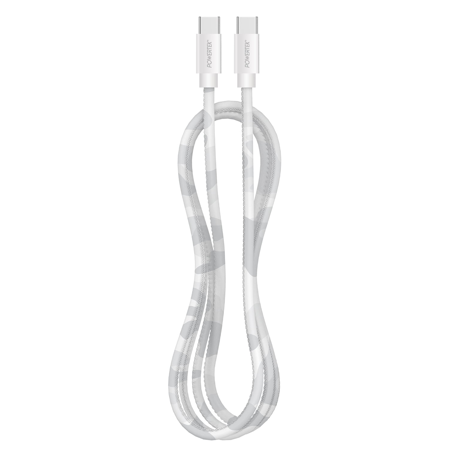 Liquipel Powertek Pastel Camo 6' USB-C to USB-C Cable, White