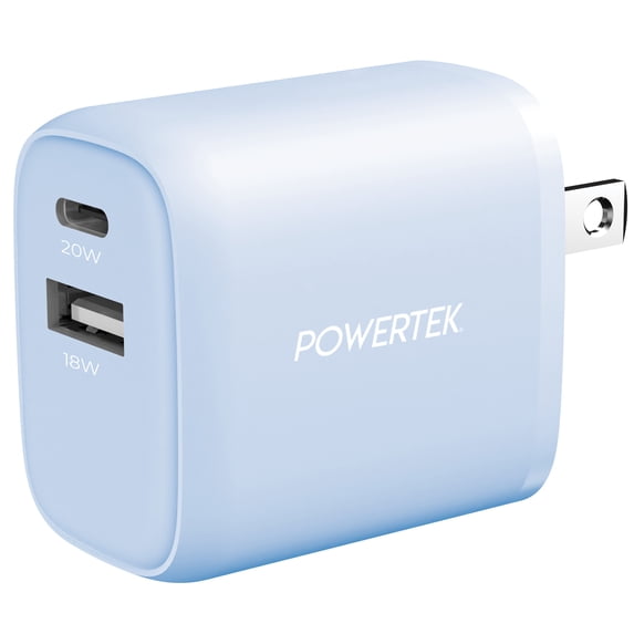 Liquipel Powertek Pastel Dual USB-A / USB-C Wall Charger - Blue
