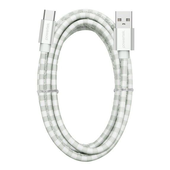 Liquipel Powertek Pastel Plaid USB-A to USB-C - White