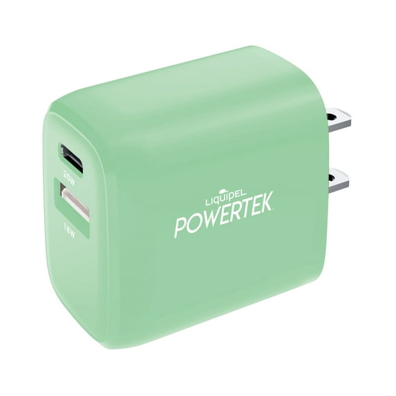 Liquipel Powertek Pastel Type-C Fast Charging Wall Charger 20W PD USB-C with Foldable Plug, for iPhone, iPad, iWatch, Galaxy, Tablet