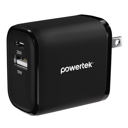 Liquipel Powertek Pastel Velvet 20W Combo Wall Charger - Black