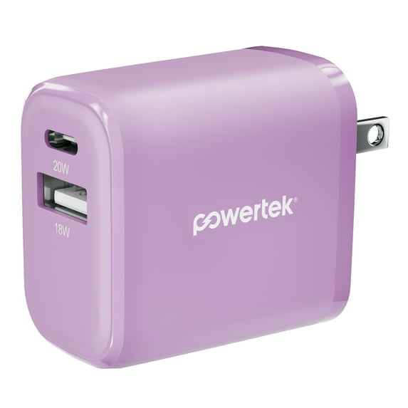 Liquipel Powertek Pastel Velvet 20W Combo Wall Charger - Purple