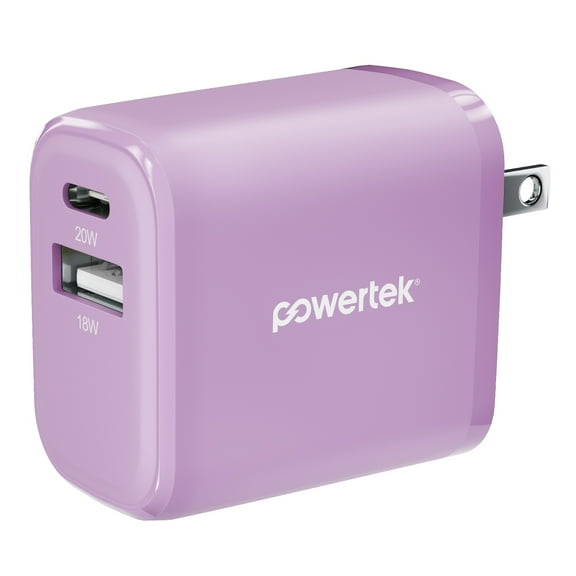 Liquipel Powertek Pastel Velvet 20W Combo Wall Charger - Purple