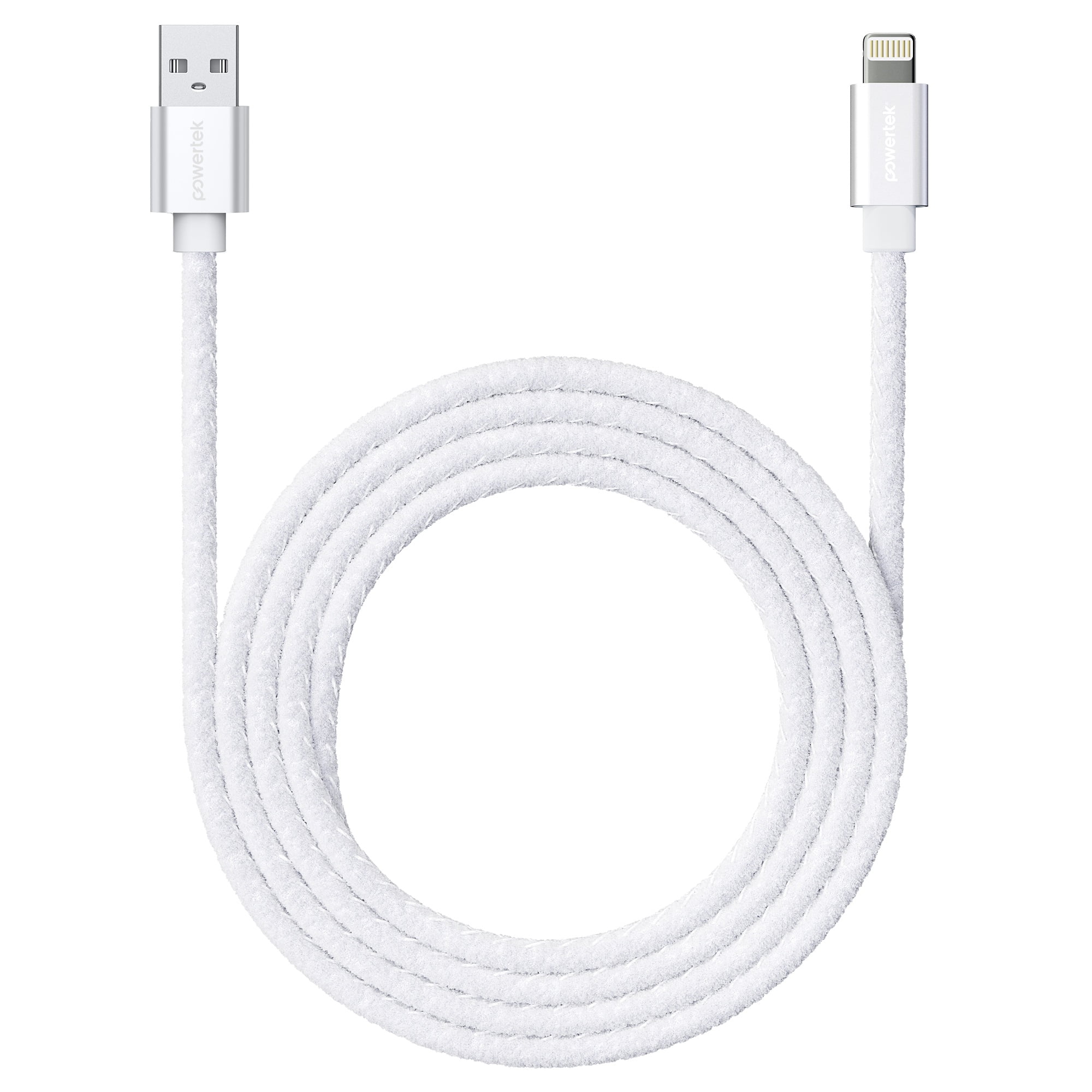 Liquipel Powertek Pastel Velvet USB-A to Lightning - White