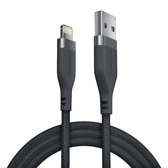 Liquipel Powertek Premium Braided USB-A to Lightning Cable - Black