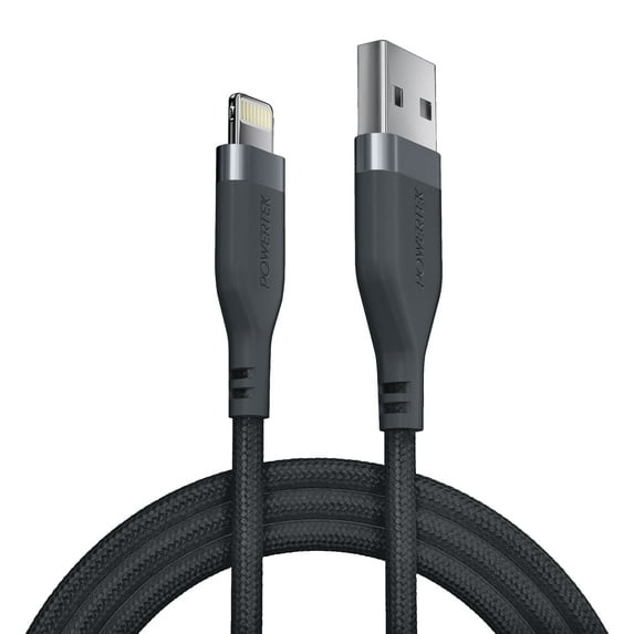 Liquipel Powertek Premium Braided USB-A to Lightning Cable - Black