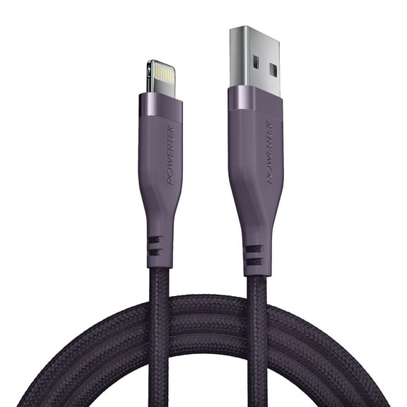 Liquipel Powertek Premium Braided USB-A to Lightning Cable - Purple