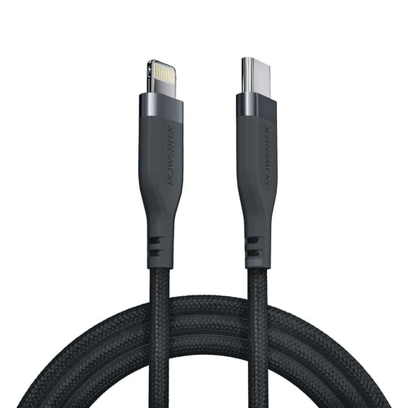 Liquipel Powertek Premium Braided USB-C to Lightning Cable - Black