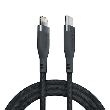 Liquipel Powertek Premium Braided USB-C to Lightning Cable - Black
