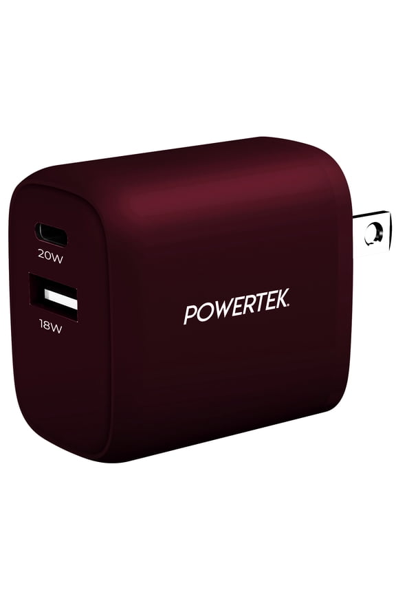 Powertek Silk 20W Combo Wall Charger - Maroon