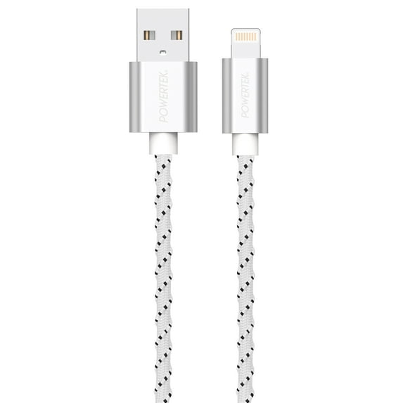 Liquipel Powertek Twizzler USB-A to Lightning - White