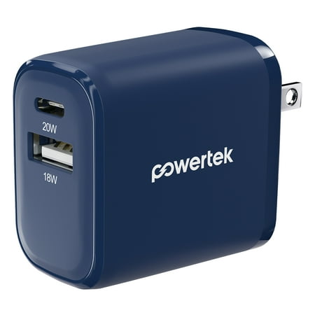 Liquipel Powertek Two Tone 20W Combo Wall Charger - Blue