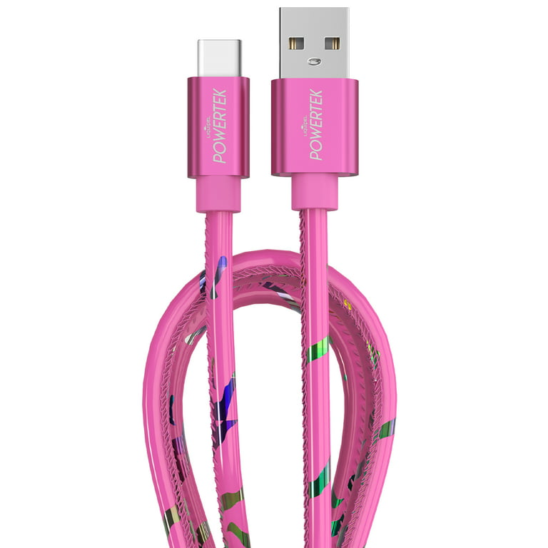 Liquipel Powertek Type-C Fast Charger Cable, 6ft USB-C for Galaxy, Note,  Tab, MacBook, Neon Party 