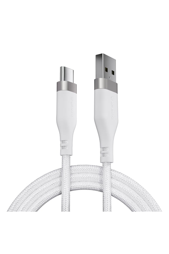 Powertek Type-C Fast Charger Cable, 6ft USB-C for Galaxy, Note, Tab, MacBook, Premium White
