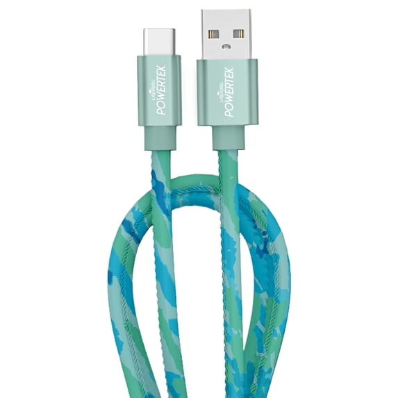 Liquipel Powertek Type-C Fast Charger Cable, 6ft USB-C for Galaxy, Note, Tab, MacBook, Tie Dye