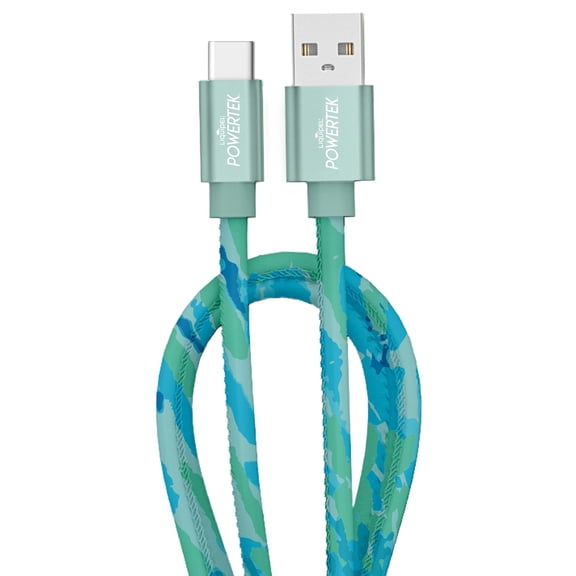 Liquipel Powertek Type-C Fast Charger Cable, 6ft USB-C for Galaxy, Note, Tab, MacBook, Tie Dye