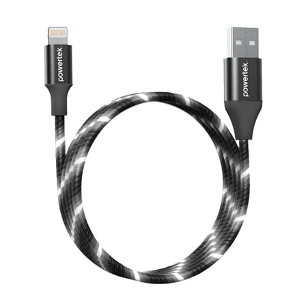 Liquipel Powertek USB-A to Lightning Light-Up Cable - Black