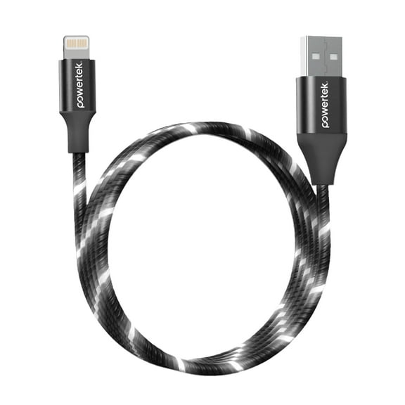 Liquipel Powertek USB-A to Lightning Light-Up Cable - Black