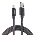 thumbnail image 1 of Powertek MFi Certified USB-A to Lightning Metallic Shine Pastel Charging Cable, 6 ft, Black, 1 of 6