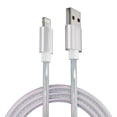 thumbnail image 1 of Powertek MFi Certified USB-A to Lightning Metallic Shine Pastel Charging Cable, 6 ft, Silver, 1 of 6