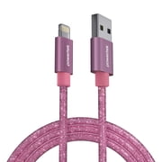 Powertek USB-A to Lightning Cable, Fast Charging iPhone Charger Cord, Durable Tangle-Resistant Sync Cable, Pink Glitter, 6FT