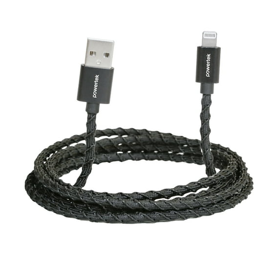 Liquipel Powertek USB-A to Lightning Twizzler Cable - Black