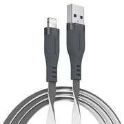 Powertek MFi USB-A to Lightning Two-Tone Pastel Fast Charge Cable, 6 ft, Grey