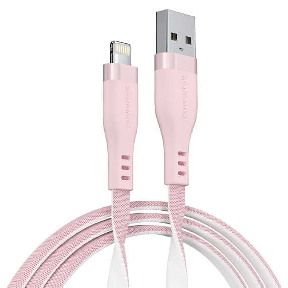 Powertek MFi USB-A to Lightning Two-Tone Pastel Fast Charge Cable, 6 ft, Pink