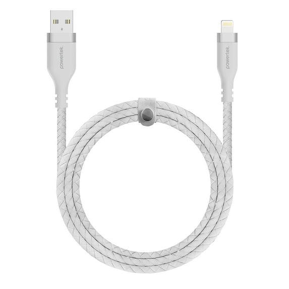 Liquipel Powertek USB-A to Lightning Woven Cable - White
