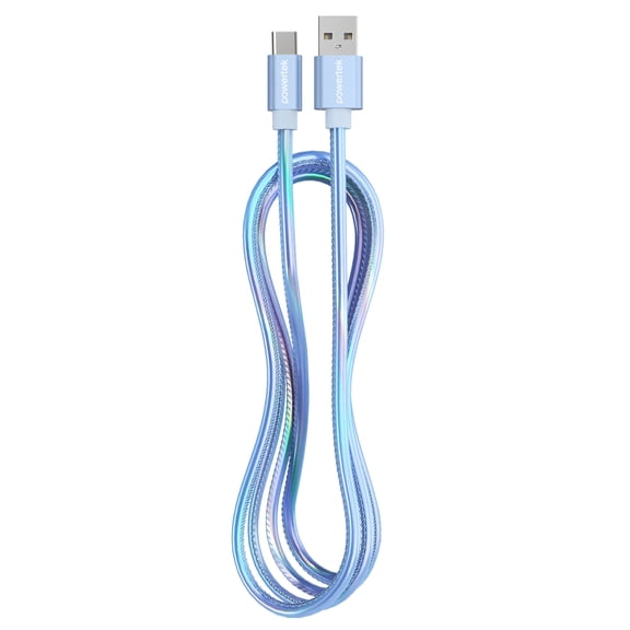 Powertek USB-A to USB-C Metallic Shine Pastel Cable - Blue