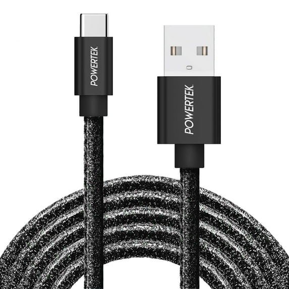 Liquipel Powertek USB-A to USB-C - Black Glitter