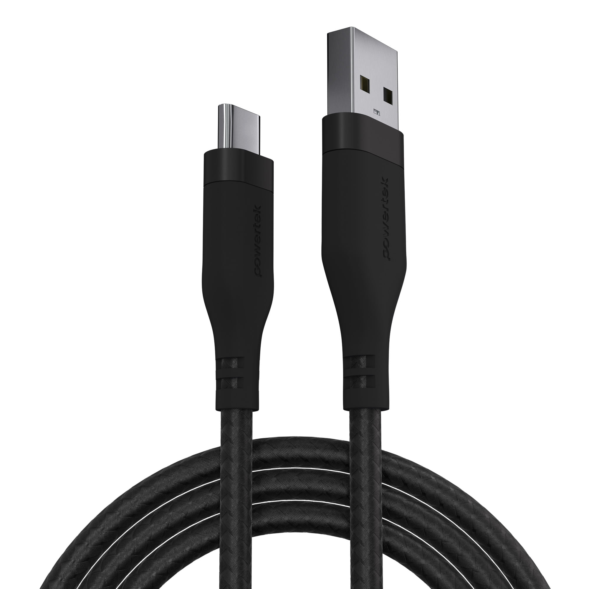 Powertek USB-A to USB-C (Type-C) Charging Cable, Carbon Design Texture, 6 ft, Black