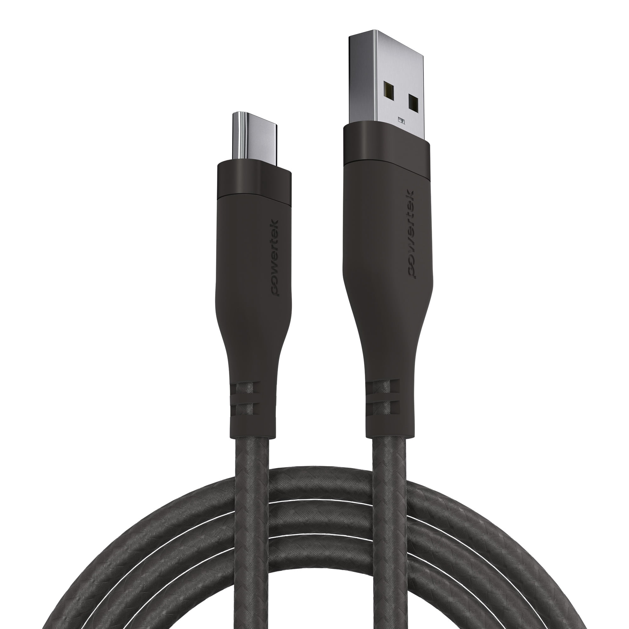 Powertek USB-A to USB-C (Type-C) Charging Cable, Carbon Design Texture, 6 ft, Grey