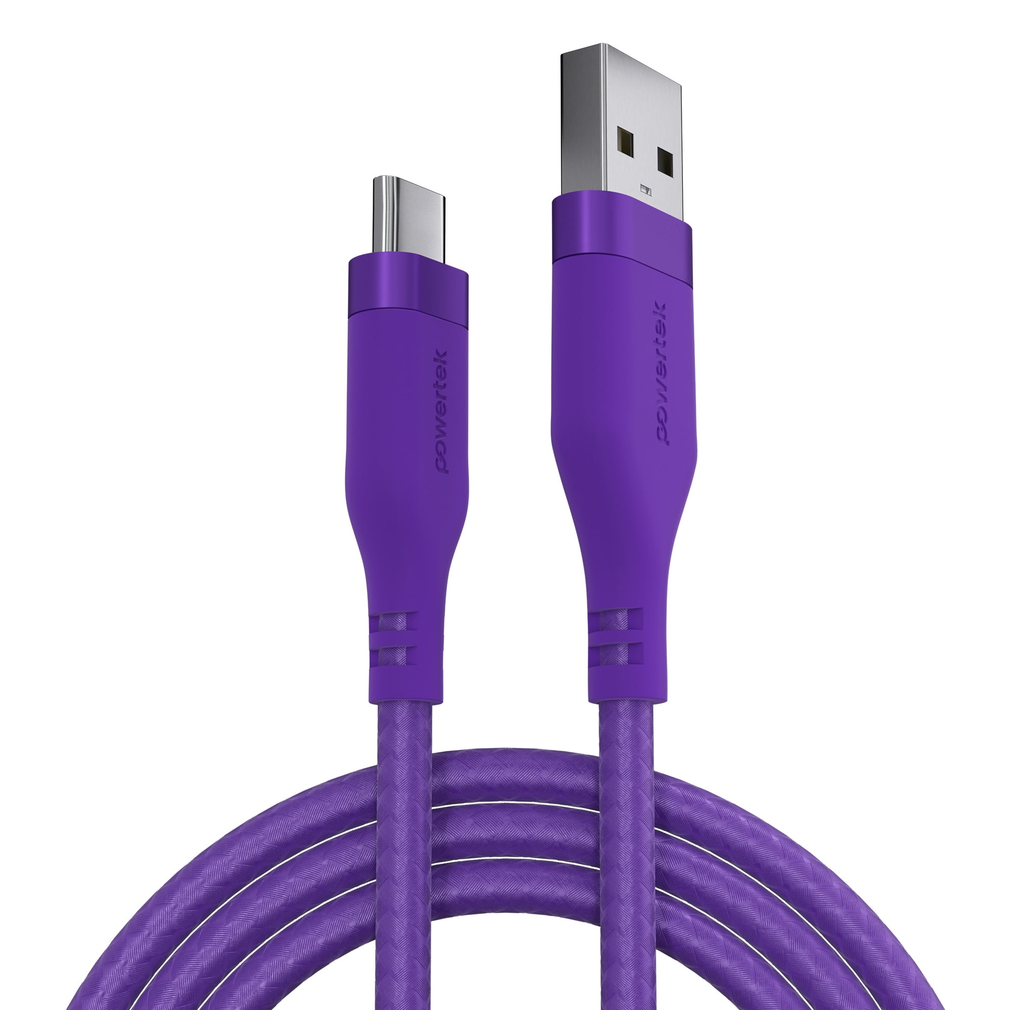 Powertek USB-A to USB-C (Type-C) Charging Cable, Carbon Design Texture, 6 ft, Purple