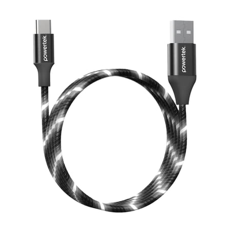 Liquipel Powertek USB-A to USB-C Light-Up Cable - Black