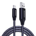 thumbnail image 1 of Powertek Light-Up USB-A to USB-C Charging Cable, 5 ft, Black, 1 of 7