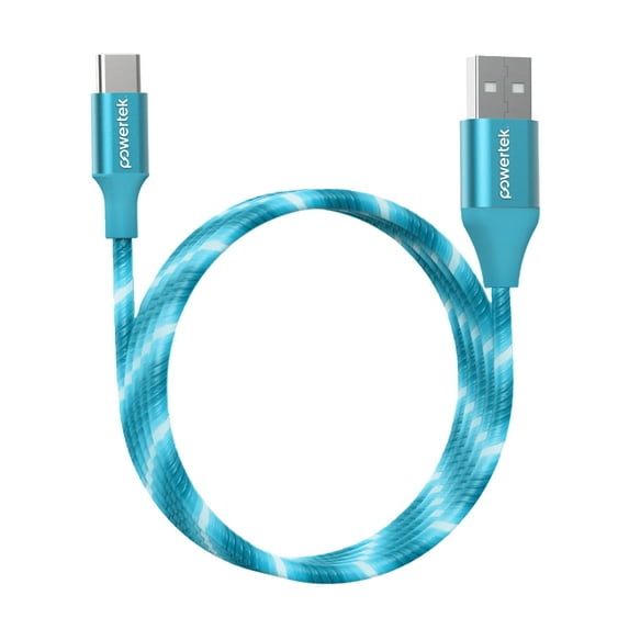Liquipel Powertek USB-A to USB-C Light-Up Cable - Blue