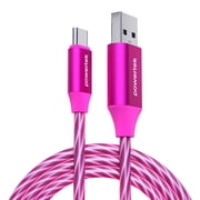 Powertek Light-Up USB-A to USB-C Charging Cable, 5 ft, Pink