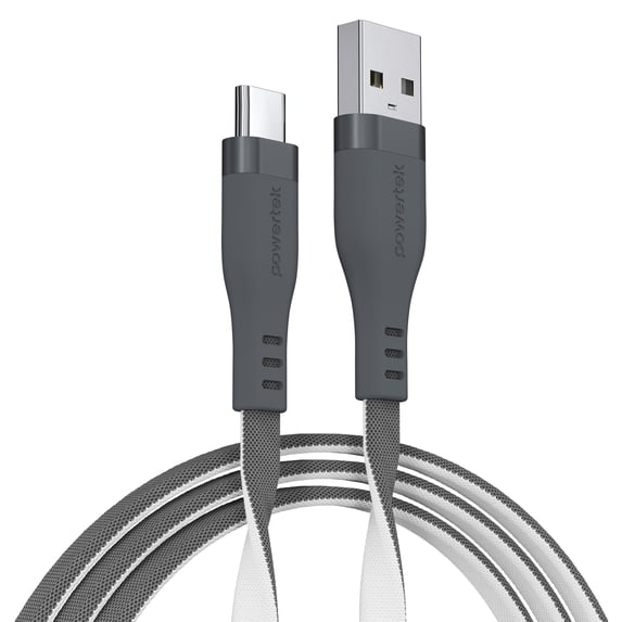 Powertek USB-A to USB-C Two-Tone Pastel Fast Charge Cable, 6 ft, Grey