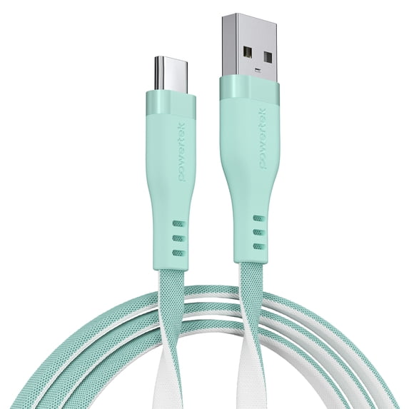 Powertek USB-A to USB-C Two-Tone Pastel Fast Charge Cable, 6 ft, Mint