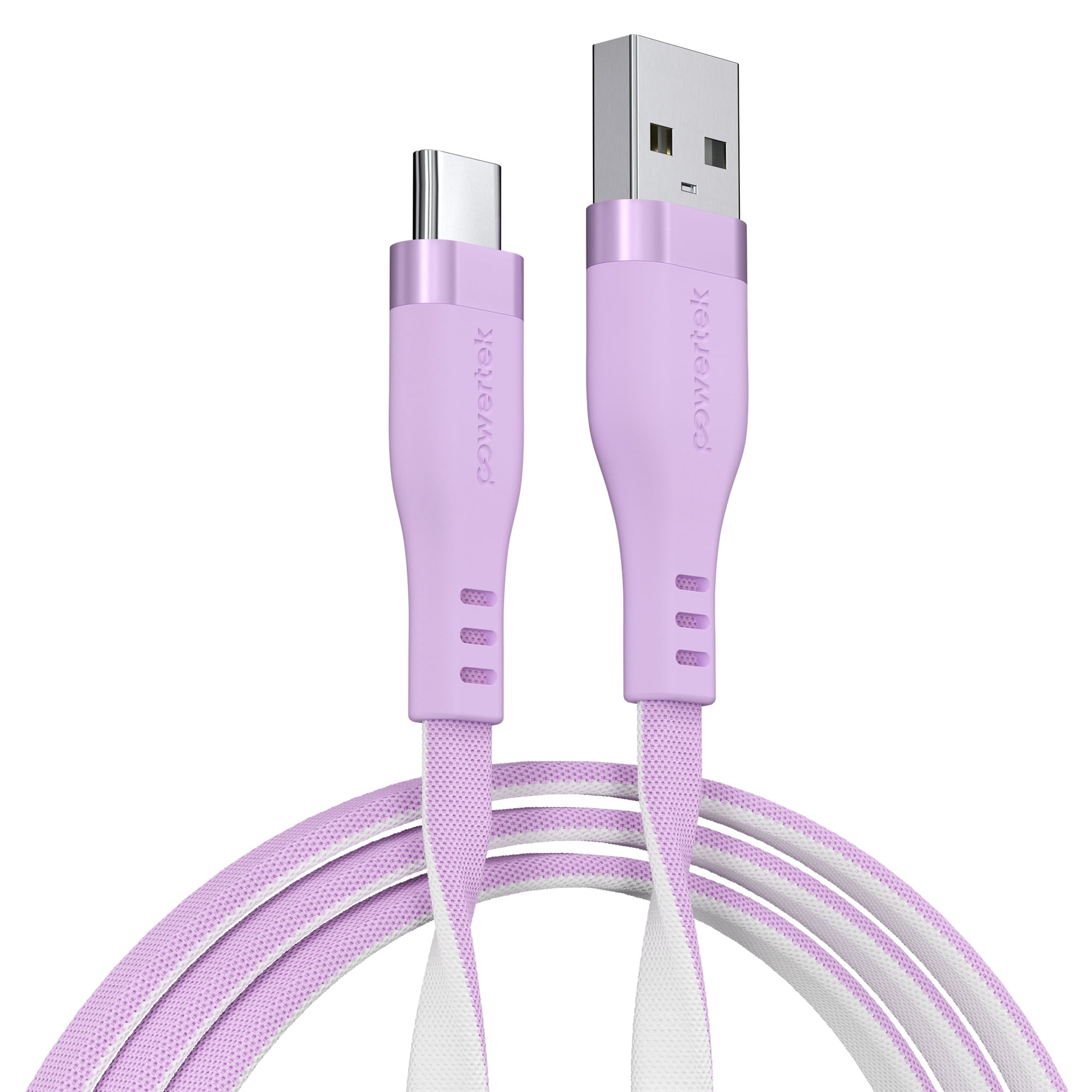 Powertek USB-A to USB-C Two-Tone Pastel Fast Charge Cable, 6 ft, Purple