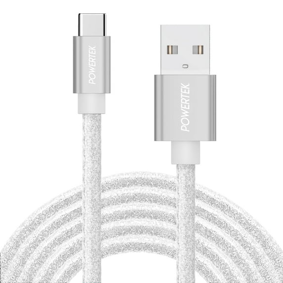 Liquipel Powertek USB-A to USB-C - White Glitter
