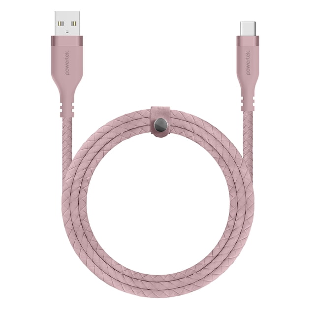 Liquipel Powertek USB-A to USB-C Woven Cable - Pink