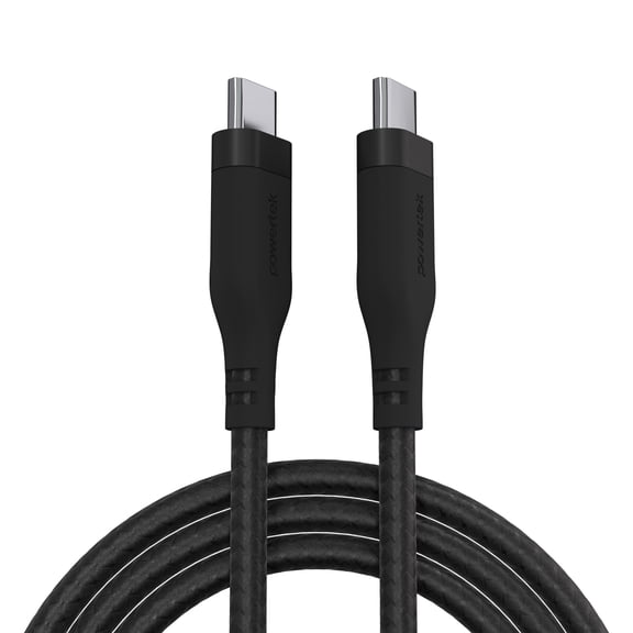 Powertek USB-C to USB-C Fast Charging Cable, 60W, 6 ft, Carbon Design Texture, Black