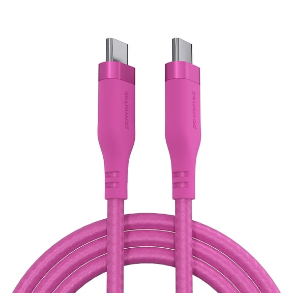 Powertek USB-C to USB-C Fast Charging Cable, 60W, 6 ft, Carbon Design Texture, Pink
