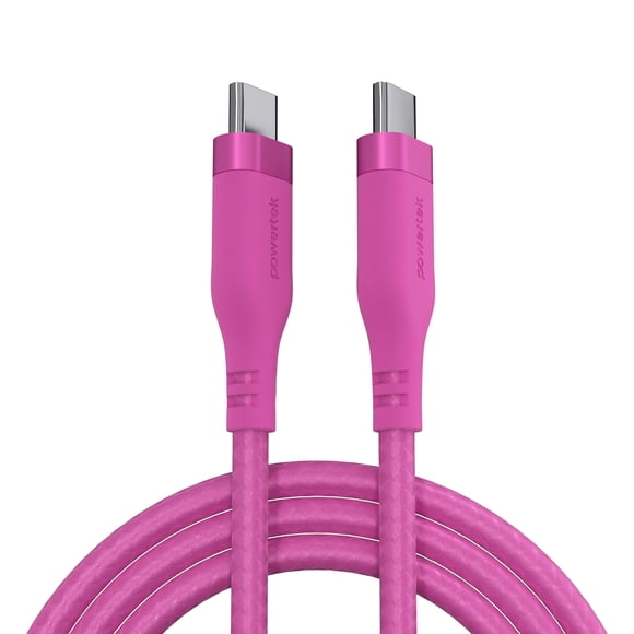 Powertek USB-C to USB-C Fast Charging Cable, 60W, 6 ft, Carbon Design Texture, Pink