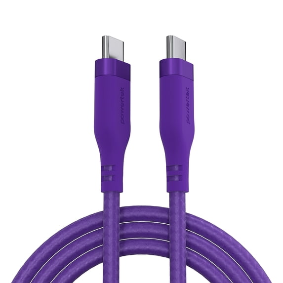 Powertek USB-C to USB-C Fast Charging Cable, 60W, 6 ft, Carbon Design Texture, Purple