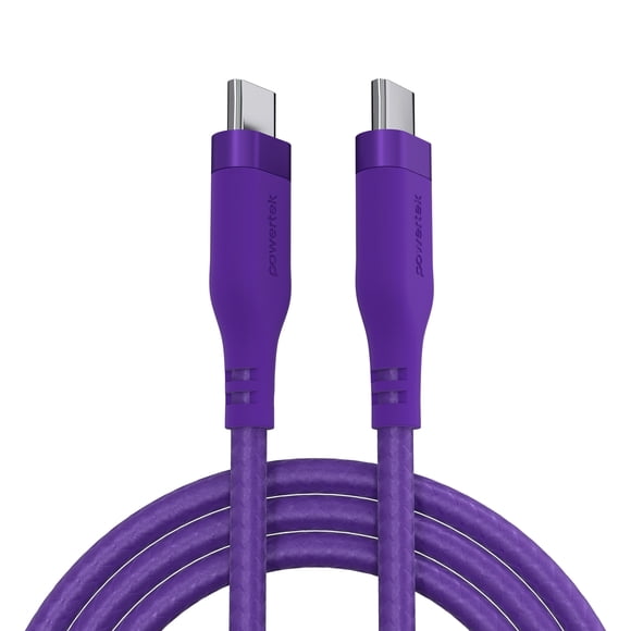 Powertek USB-C to USB-C Fast Charging Cable, 60W, 6 ft, Carbon Design Texture, Purple
